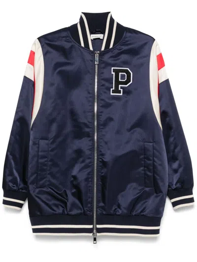 P.a.r.o.s.h Parosh Nobody Logo Patch Bomber Jacket In Fantasia Blue