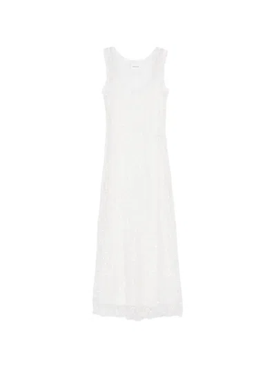 P.a.r.o.s.h Noodles Lace Trim Dress In White