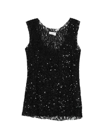 P.a.r.o.s.h Noodles Sequin-embellished Sleeveless Top In Black