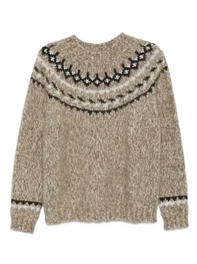 P.a.r.o.s.h Nordic-inspired Knitted Sweater With Relaxed Fit In Brown