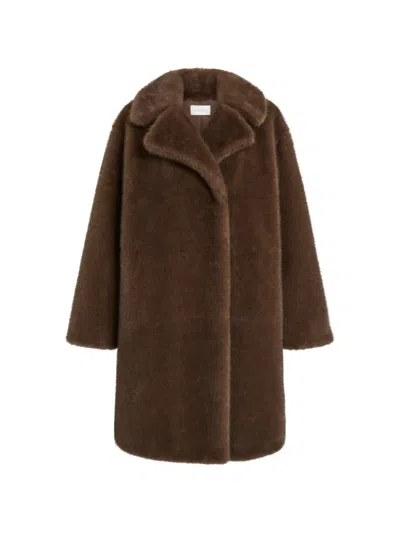 P.a.r.o.s.h Notched-lapels Double-breasted Faux-fur Coat In Brown