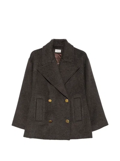 P.a.r.o.s.h Notch-lapel Double-breasted Coat In Brown