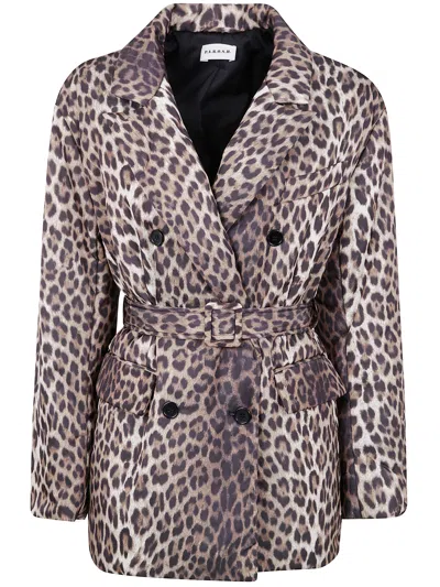 P.a.r.o.s.h . Leopard Printed Double Breasted Coat In Animal Print