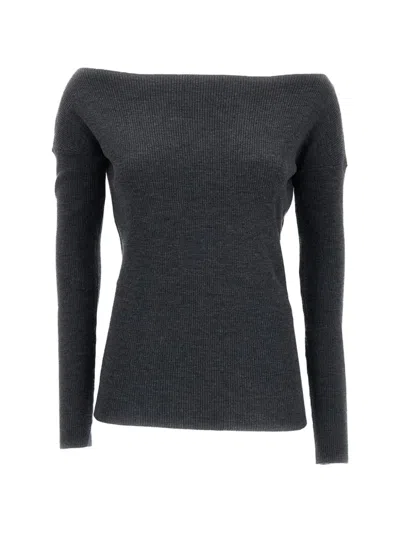P.a.r.o.s.h Off-shoulder Ribbed-knit Sweater In Black