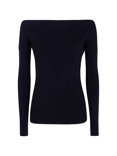 P.a.r.o.s.h Off-shoulder Ribbed-knit Sweater In Black
