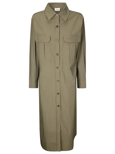 P.a.r.o.s.h . Olive Dresslong Sleeve Dress With Collar In Green
