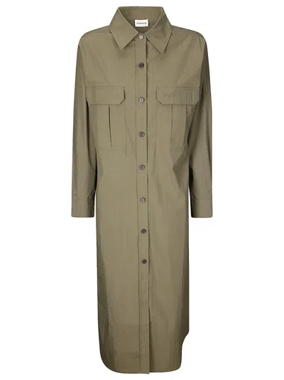P.A.R.O.S.H OLIVE DRESSLONG SLEEVE DRESS WITH COLLAR
