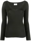 P.a.r.o.s.h V-neck Ribbed Wool Jumper In Olive