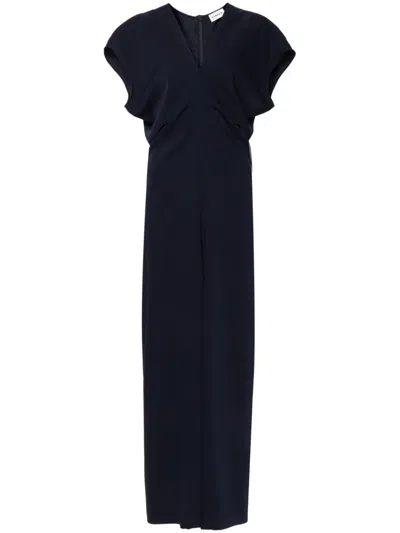 P.a.r.o.s.h Wide-leg V-neck Jumpsuit In Blue