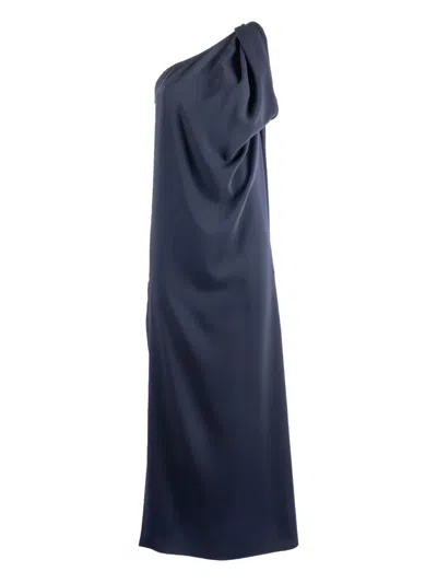 P.a.r.o.s.h One-shoulder Draped Day Dress In Blue