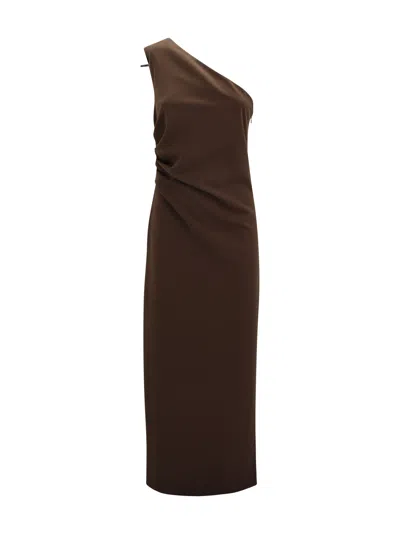 P.a.r.o.s.h One-shoulder Draped Dress In Brown
