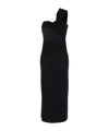 P.a.r.o.s.h Black One-shoulder Dress With Sweetheart Neckline In Viscose Blend Woman In Black