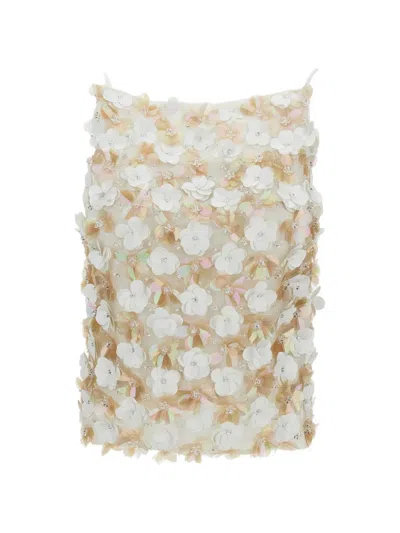 P.a.r.o.s.h Open-back Flower-embellished Top In Neutral