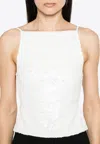 P.a.r.o.s.h Open-back Sequined Top In White