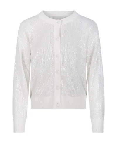 P.A.R.O.S.H OPEN-KNIT CARDIGAN WITH SHIMMERING FINISH