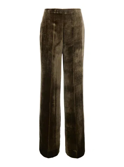 P.a.r.o.s.h . Oversized Velvet Trousers In Brown