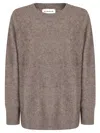 P.a.r.o.s.h Oversized Wool Sweater With Wide Round Neckline In Brown