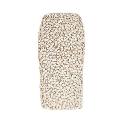 P.a.r.o.s.h P. A.r. O.s. H. Sequinned Pencil Skirt In Beige