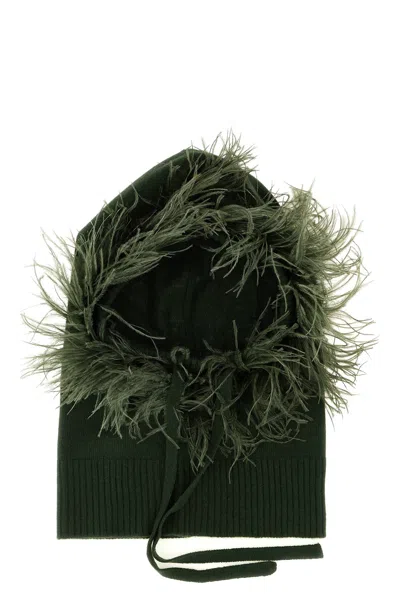 P.a.r.o.s.h P. A.r. O.s. H. Balaclava With Feathers In Green