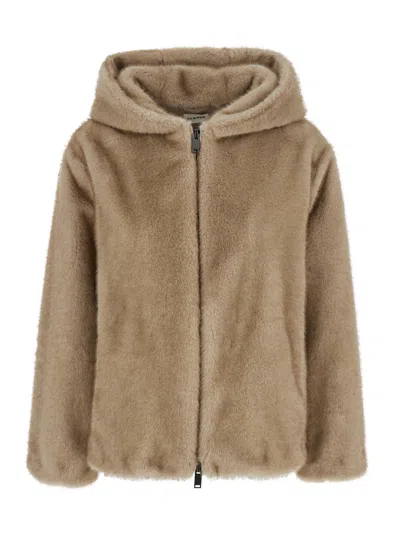 P.a.r.o.s.h P. A.r. O.s. H. Beige Mini-fit Jacket With Front Closure And Long Sleeves In Brown