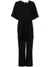 P.a.r.o.s.h Cargo Jumpsuit With Wide-leg And Belt In Black