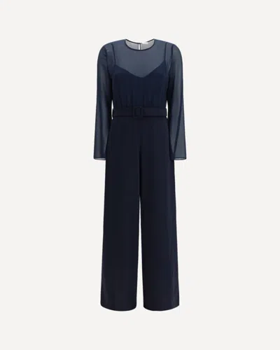 P.a.r.o.s.h P. A.r. O.s. H. Cady And Chiffon Jumpsuit In Blue