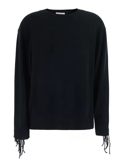 P.a.r.o.s.h P. A.r. O.s. H. Cashmere Round-neck Sweater With Back Fringe Detailing In Black