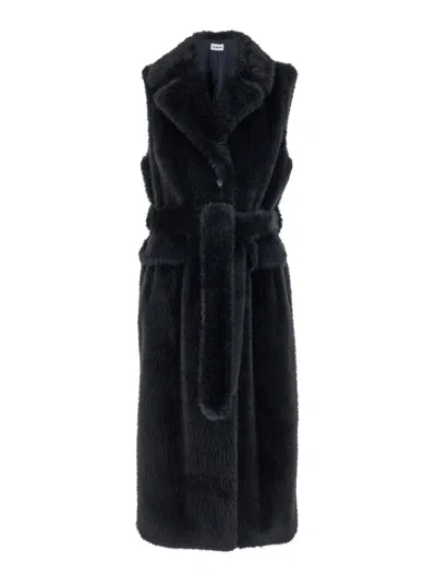 P.a.r.o.s.h Grey Sleeveless Belted Coat