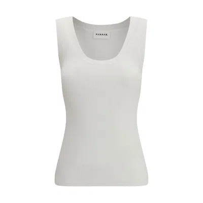 P.a.r.o.s.h Cream Cotton Tank Tops In White