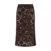 P.a.r.o.s.h . Delicate Lace Midi Skirt With Floral Patterns In Brown