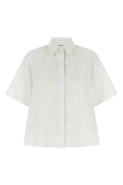 P.a.r.o.s.h Cubo 26 Embroidered Short-sleeve Shirt In Neutral