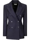 P.a.r.o.s.h Raisa25 Double-breasted Blazer With Notched Lapels In Blue