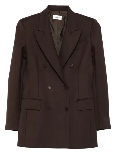 P.A.R.O.S.H P. A.R. O.S. H. DOUBLE BREASTED JACKET,D420436.LILIUXY25 086 DARK BROWN