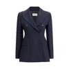 P.a.r.o.s.h P. A.r. O.s. H. Viscose And Linen Double-breasted Jacket In Blue