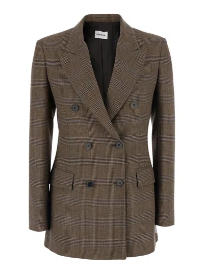 P.a.r.o.s.h P. A.r. O.s. H. Double-breasted Notched Collar Blazer In Viscose & Wool In Brown