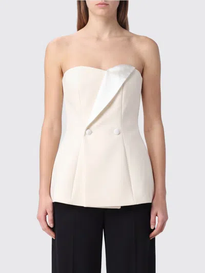 P.a.r.o.s.h Parosh P. A.r. O.s. H. Double-breasted Virgin Wool Evening Top With Sweetheart Neckline In Neutral