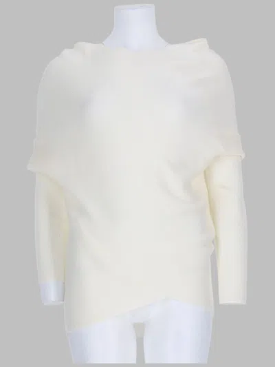 P.a.r.o.s.h P. A.r. O.s. H. Draped Asymmetric Knit Sweater In White