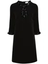 P.a.r.o.s.h Mini Dress Sequin-embellished Long Sleeves In Black