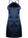 P.a.r.o.s.h . Ruffled Satin-finish Minidress In Blue