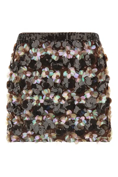P.a.r.o.s.h Floral-sequins Skirt In Multi