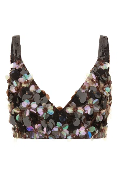 P.a.r.o.s.h Brown Gym Top In Multi