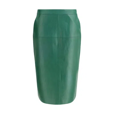 P.a.r.o.s.h P. A.r. O.s. H. Leather Midi Women's Skirt In Green