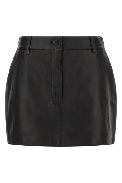 P.a.r.o.s.h Maciock26 Leather Mini Skirt In Black