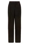 P.a.r.o.s.h Monet25w Panelled Pleated Suede Trousers In Brown