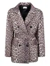 P.a.r.o.s.h Double-breasted Leopard Print Belted Jacket In Brown