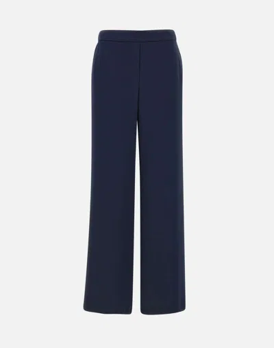 P.a.r.o.s.h Blue Pants With Wide Leg And Elastic Rear Waist In Tech Fabric Woman In Navy