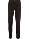 P.a.r.o.s.h Slim-cut Ankle-length Trousers In Goat Suede In Brown