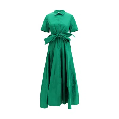 P.a.r.o.s.h Bicolor Polyester Casual Dress In Green
