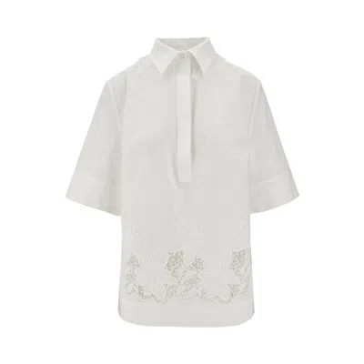 P.a.r.o.s.h P. A.r. O.s. H. Poplin Shirt With Lace Inserts In White
