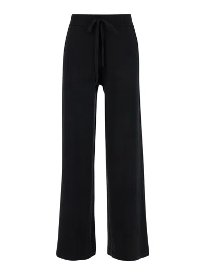 P.a.r.o.s.h P. A.r. O.s. H. Relaxed High-waist Pants With Drawstring & Ribbed Waistband In Blue
